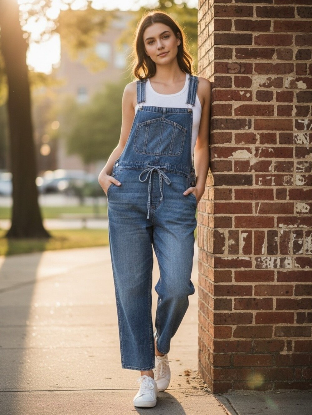 American Eagle 90's Baggy Overall With Tie At Waist Large